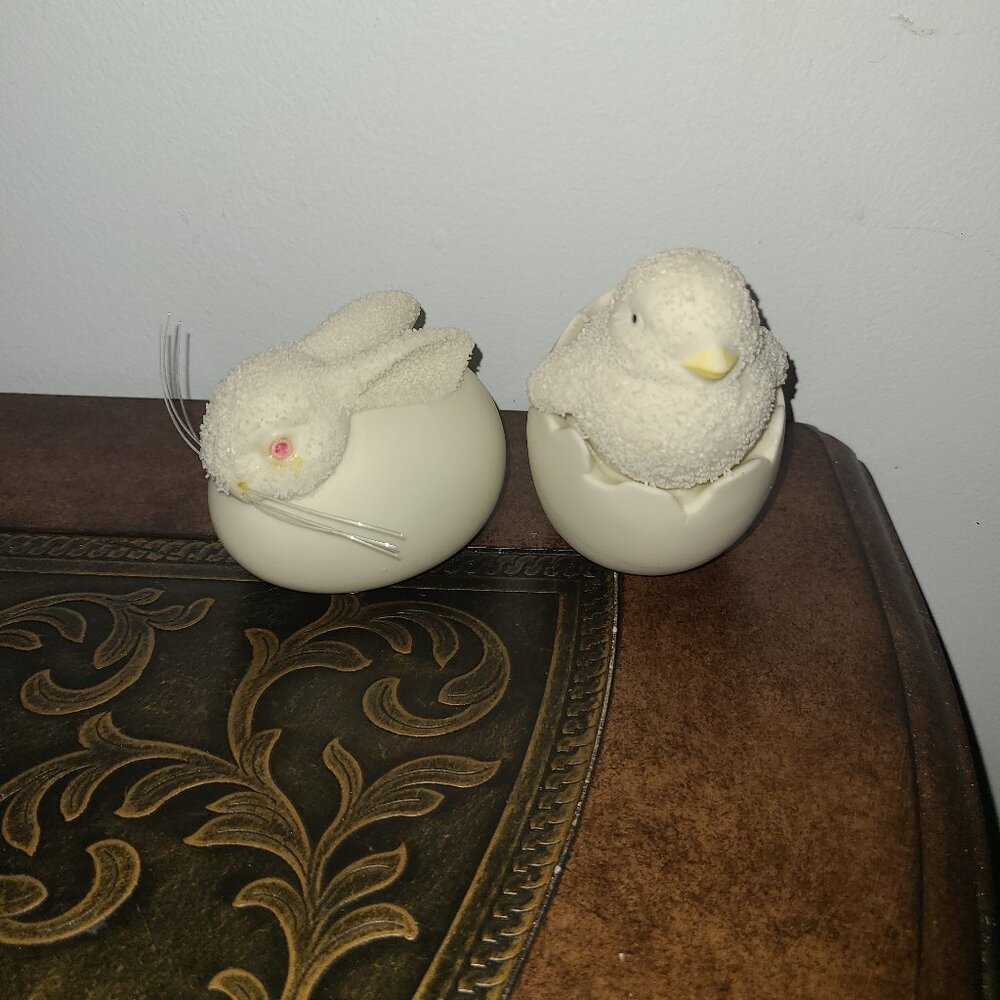 Dept. 56 Baby Chick in Eggshell & Baby Rabbit Set of 2 Figures